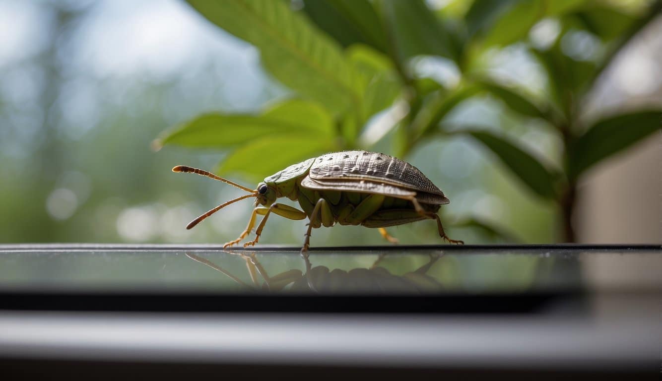 Stink bugs being vacuumed into a sealed container