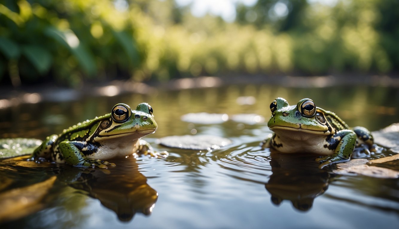 Frogs being captured and relocated from a garden to a nearby pond