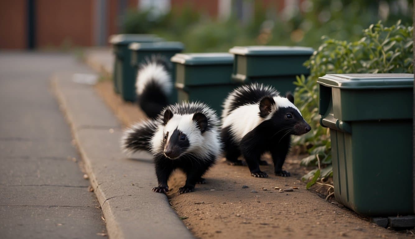 Skunks being deterred by motion-activated sprinklers and sealed garbage bins