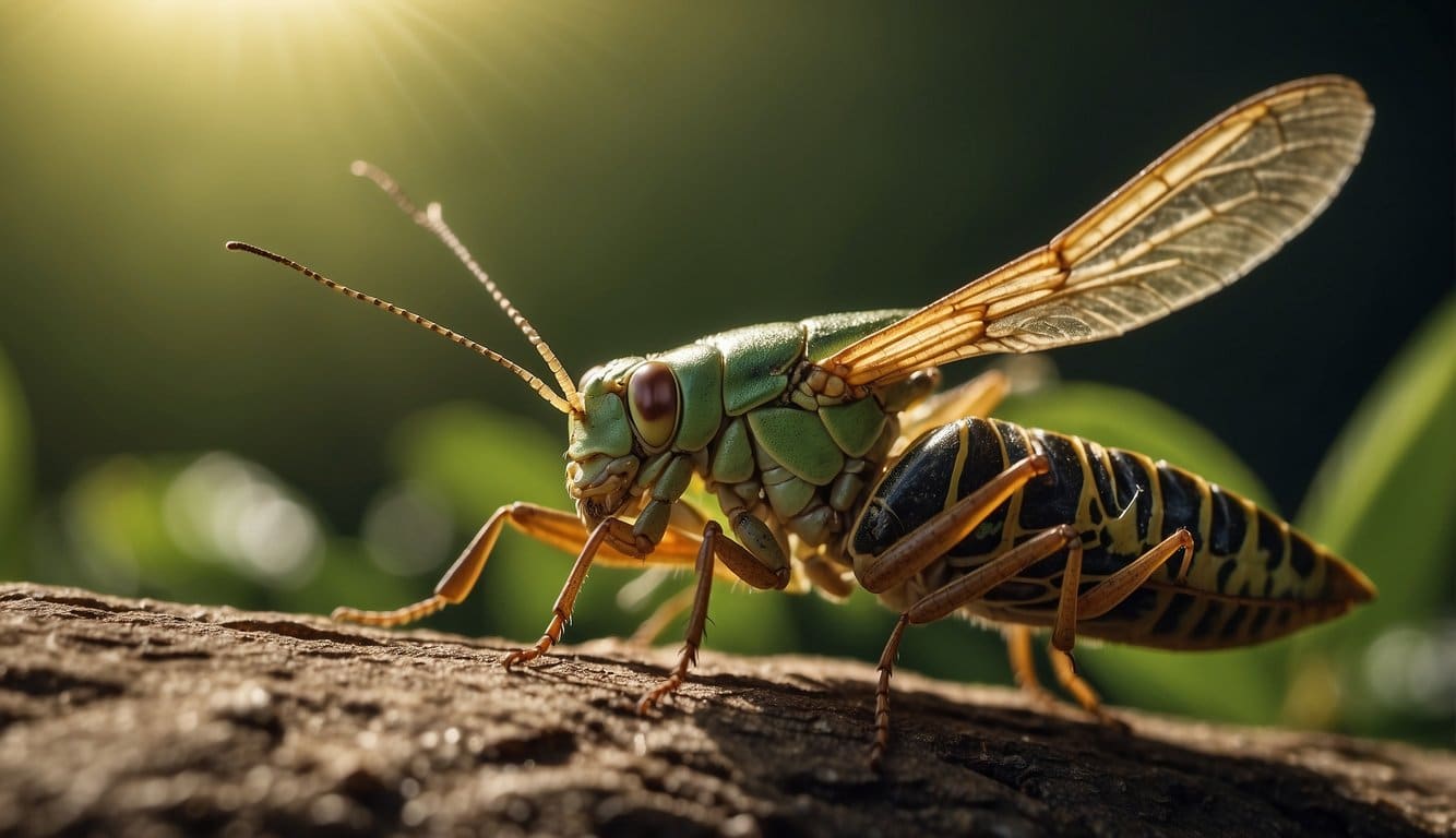 The locust and cicada communicate through loud, rhythmic buzzing. They use their bodies to create vibrations and produce distinct patterns of sound